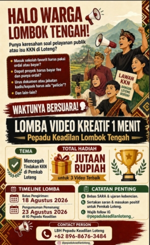 Lewat Lomba Video Kreatif, LBH Pepadu Keadilan Ajak Warga Lombok Tengah Bersuara Cegah KKN