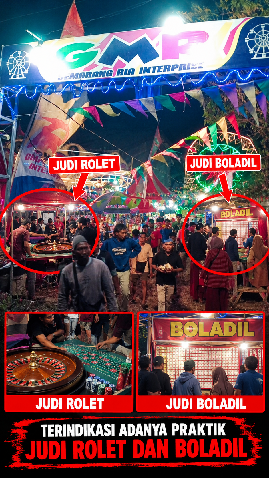 RONA-RONA CUMARANG RIA DI DUGA BUKA JUDI ROLET TERANG TERANGAN DI PASAR MALAM JURANG JALER APH HARUS SEGERA AMBIL TINDAKAN   